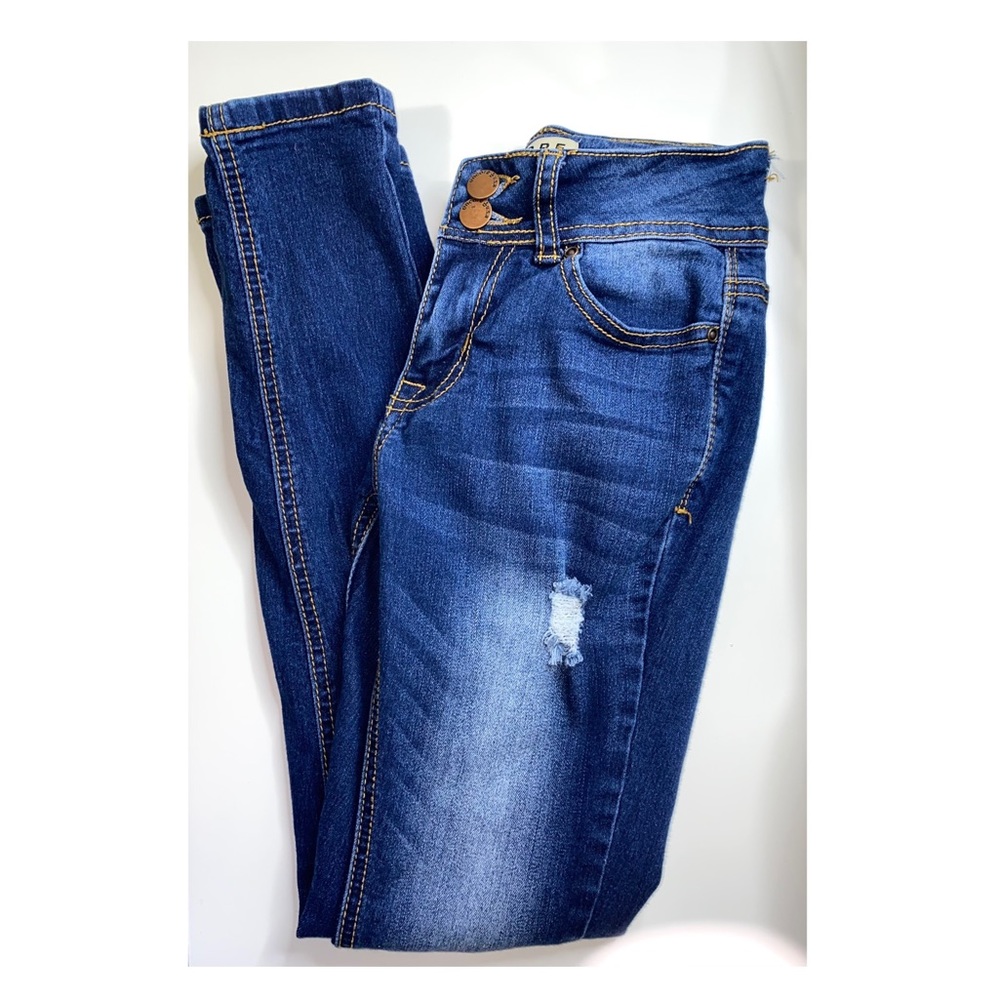 Dark blue skinny  jeans with little rips